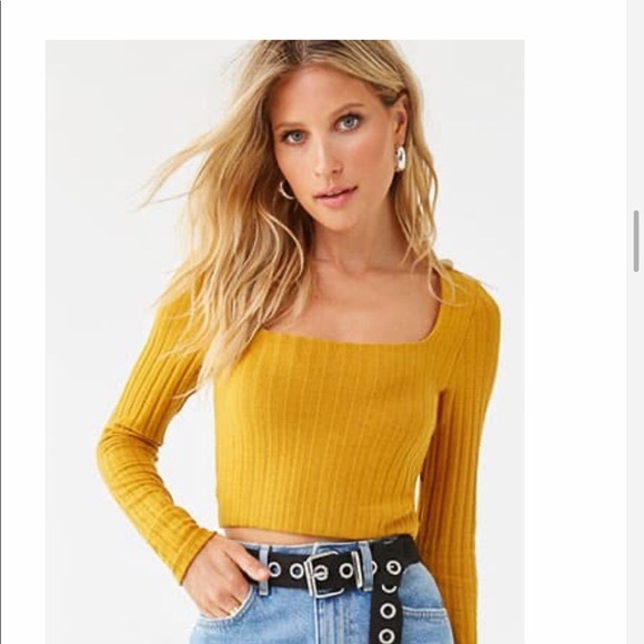Forever 21 Tops - Mustard Square Neck Top